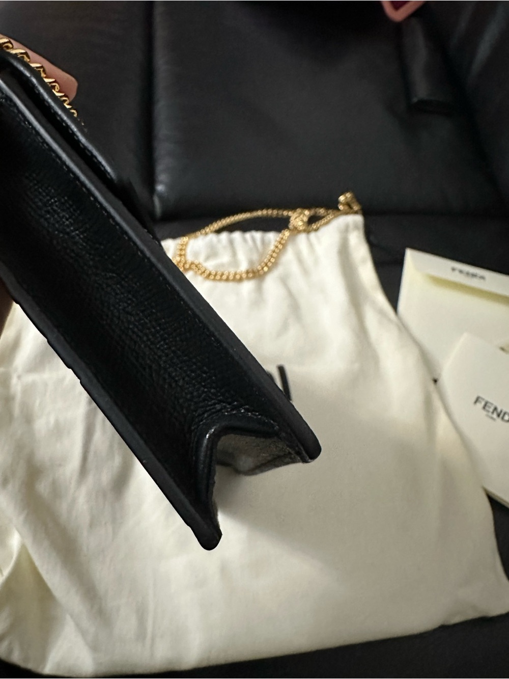 Fendi Black, Brown & Red FF Logo Wallet on Chain Envelope - Picture 8 of 13